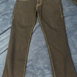 True Religion Black Denim with Orange Stitching